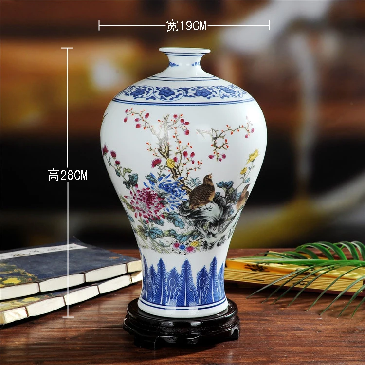 

Package mail Jingdezhen ceramics Mei bottles of blue and white color bucket flower vase Household craft vase