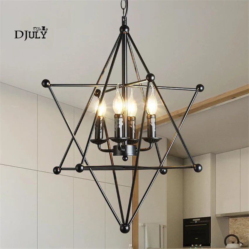 Американская железная Рамочная люстра со звездами промышленная Люстра для