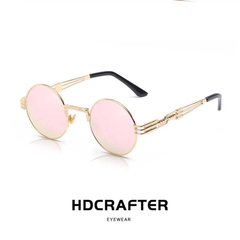 HDCRAFTER Ретро стиль готика стимпанк зеркальные солнцезащитные очки золотые и