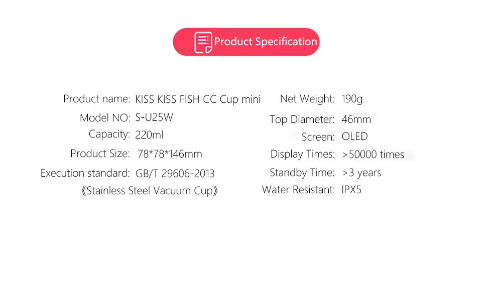 Xiaomi Kiss Fish CC мини умная чашка вакуумная термоизоляционная бутылка умный Температурный датчик OLED дисплей экран