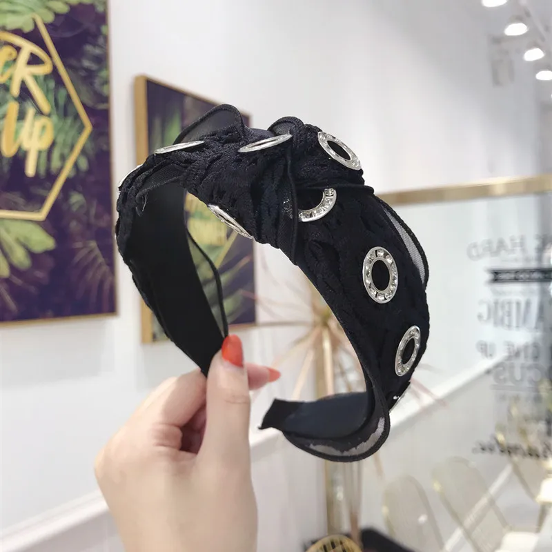 LEVAO Korean Women Version Of High-grade Openwork Lace Knotted Headbands Bezel Turban Girls Hairband Hair Accessories Hair Hoop