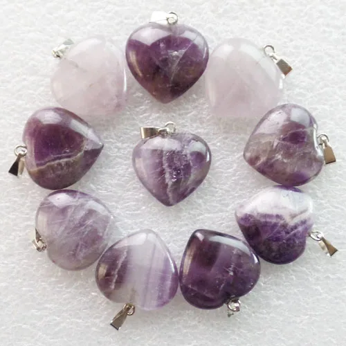 10 шт. красивые натуральные аметисты подвеска 22x20x6 мм|amethyst heart pendant|amethyst heartnatural amethyst
