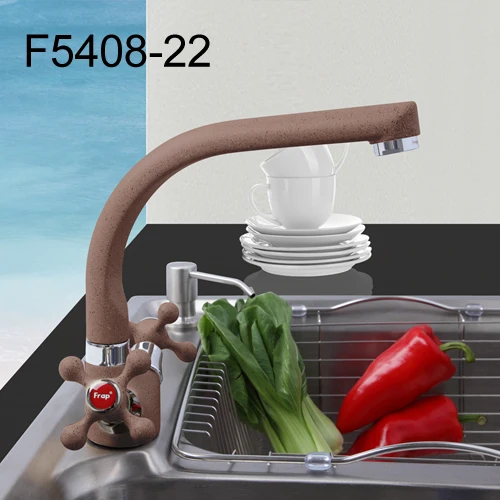 F5408 22 Coffee Frap Многоцветный распылением Кухня раковина кран для горячей и холодной воды смесителя двойная ручка 360 Вращение F5408-7/8/10/21 - Цвет: F5408 22 Coffee