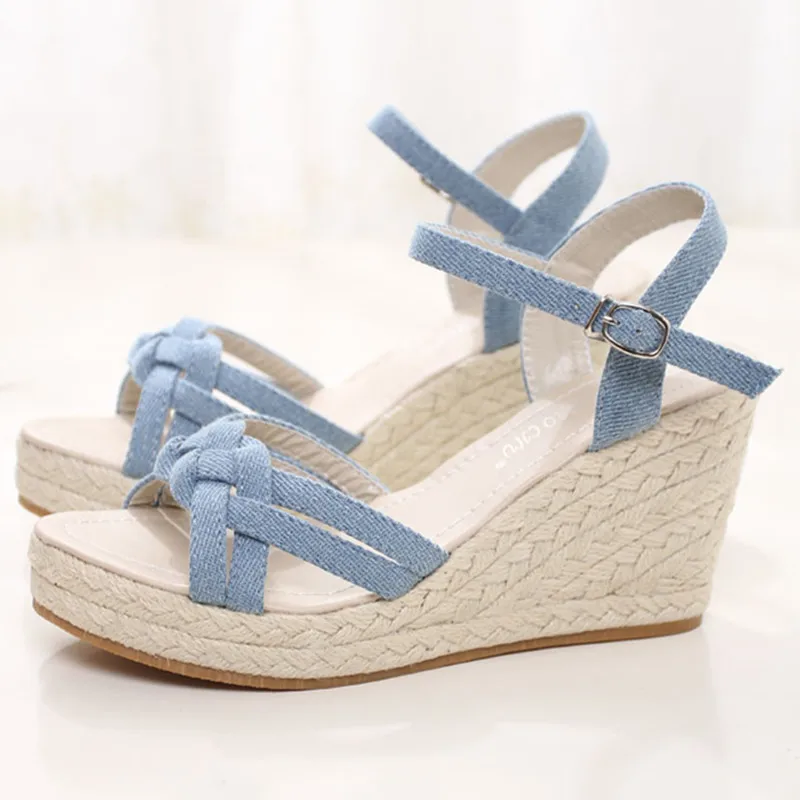 Летние женские сандалии на платформе с открытым носком женская обувь танкетке