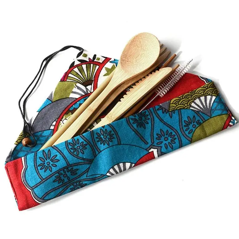 Портативный набор посуды дорожная чайная ложка соломенная посуда Набор