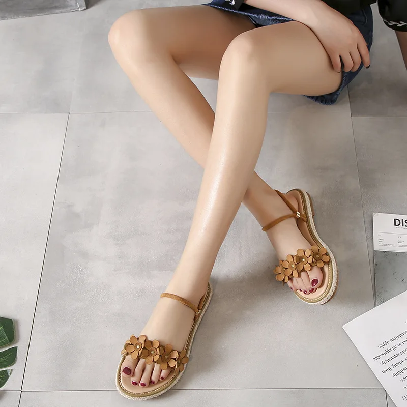 Сандалии женские из нубука и натуральной кожи пляжная обувь в богемном стиле