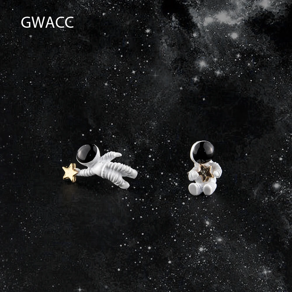 GWACC астронавт корейские серьги-шпильки креативный милый дизайн звездное небо