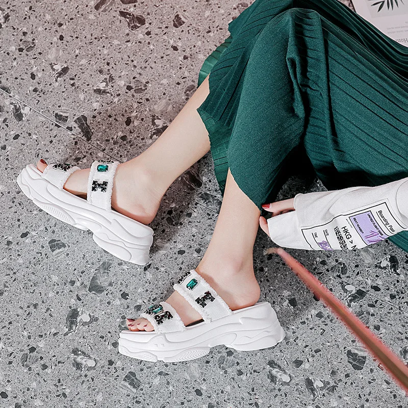 Обувь Женские сандалии со стразами zapatos de mujer Стразы Тапочки feminina chaussures femme