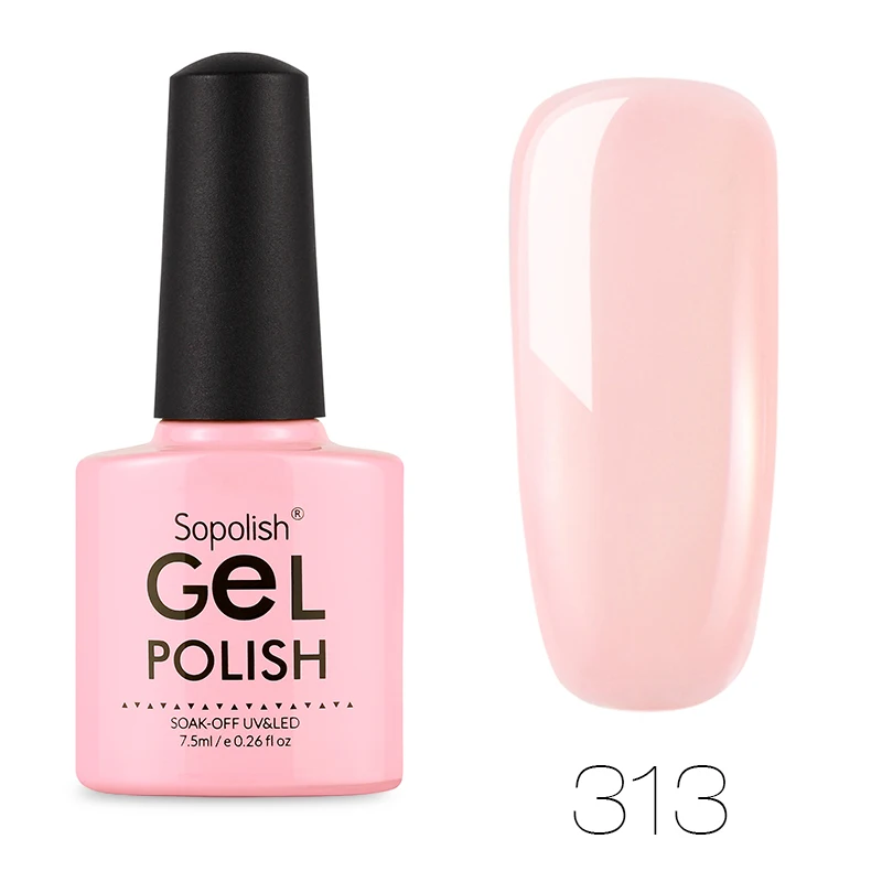 313 Sopolish лак для ногтей 28 цветов 7,5 мл Soak-Off гель лак UV светодио дный LED полу Перманентный дизайн ногтей маникюр Топ гель лак праймер - Цвет: 313