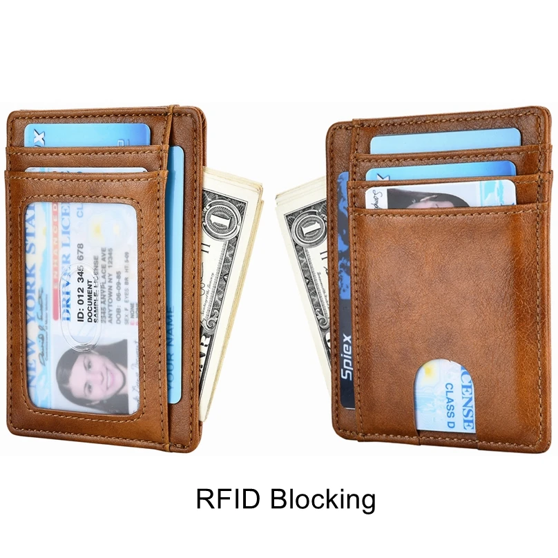 Модный мужской кошелек с защитой от RFID для карт из натуральной кожи держателем