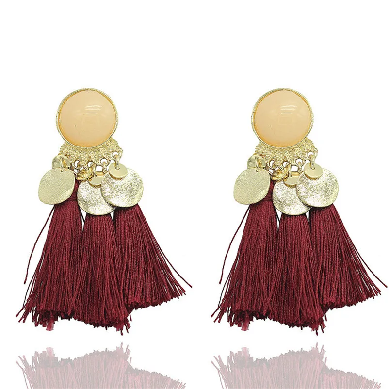 Женские серьги гвоздики в богемном стиле с кисточками|round stud earrings|stud earringsstud earrings