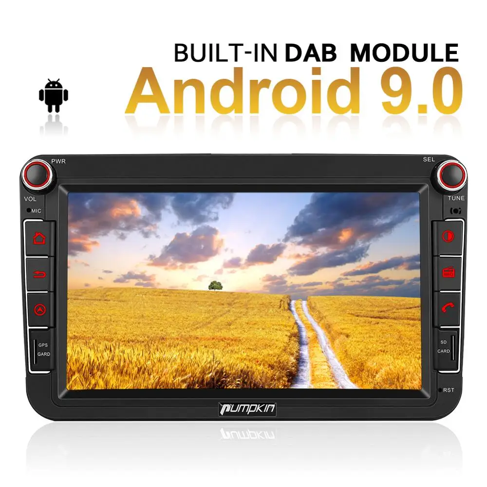 Тыква четырехъядерный 2 Din 8 ''Авторадио GPS навигация Android 9 0 стерео аудио