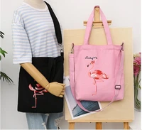 printed flamingo canvas women shoulder bags fashion travel bags large size tote bag casual shopping bag