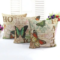 pillow case flower and butterflies cotton linen cushion cover bedroom sofa car cushion covers throw decorative pillowcases