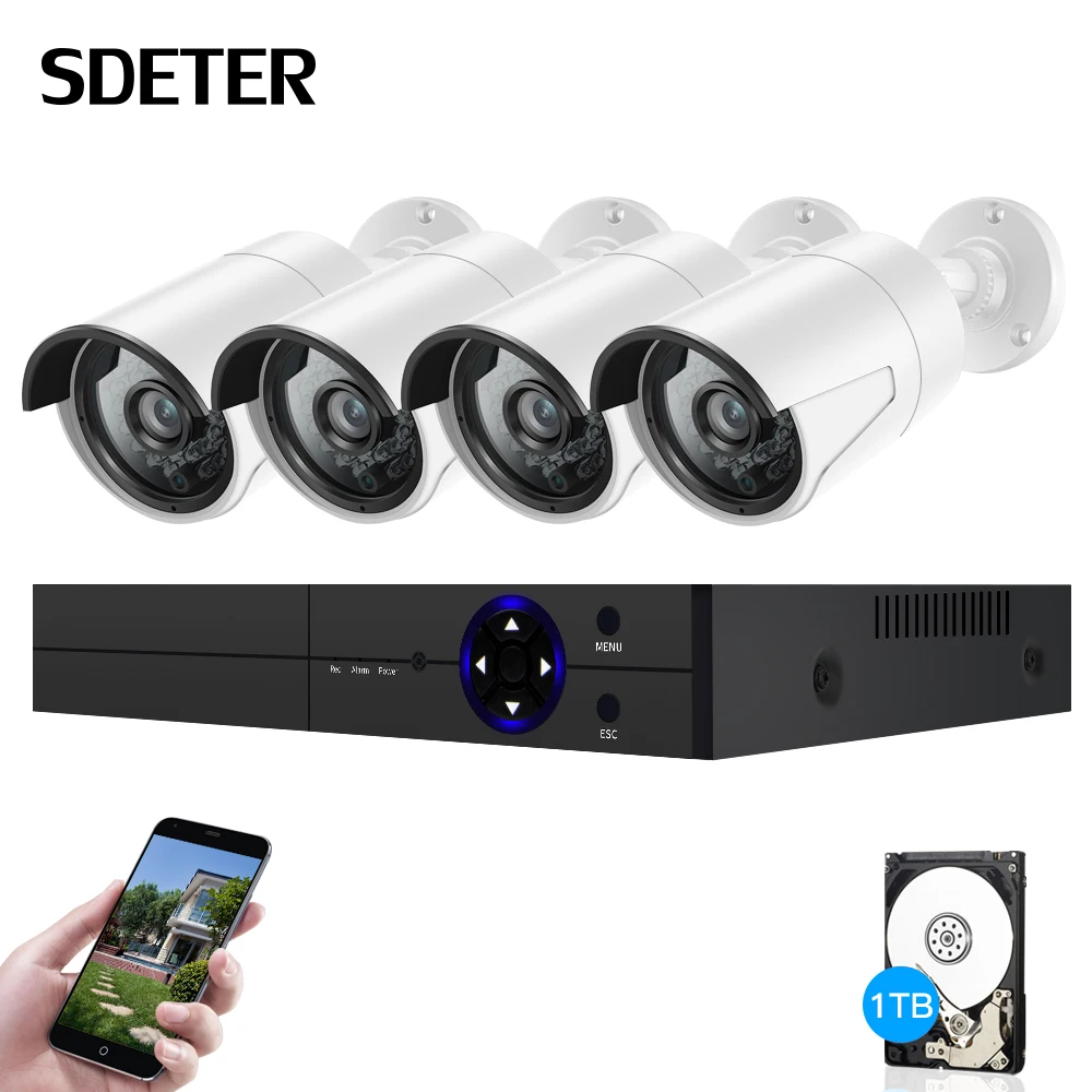 Система охранной камеры sdeger 2MP 4CH POE NVR ip камера комплект видеонаблюдения Bullet