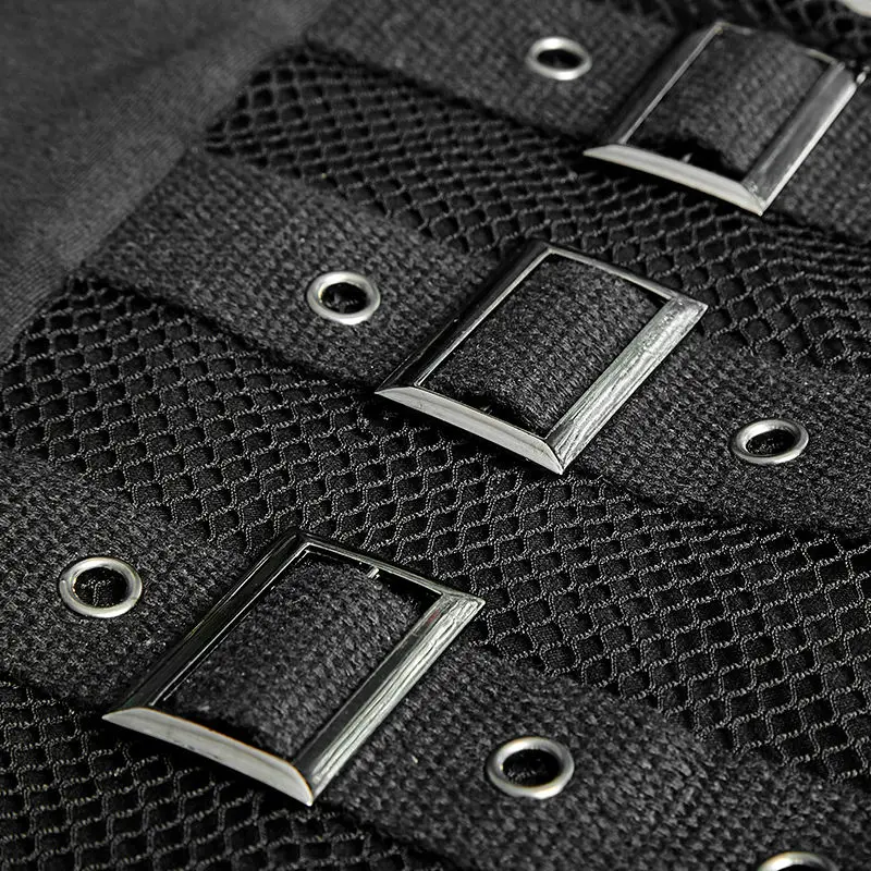 Новинка 2017 года Панк Rave Мужская Рок Черный уличной моды сетки пикантные Футболка