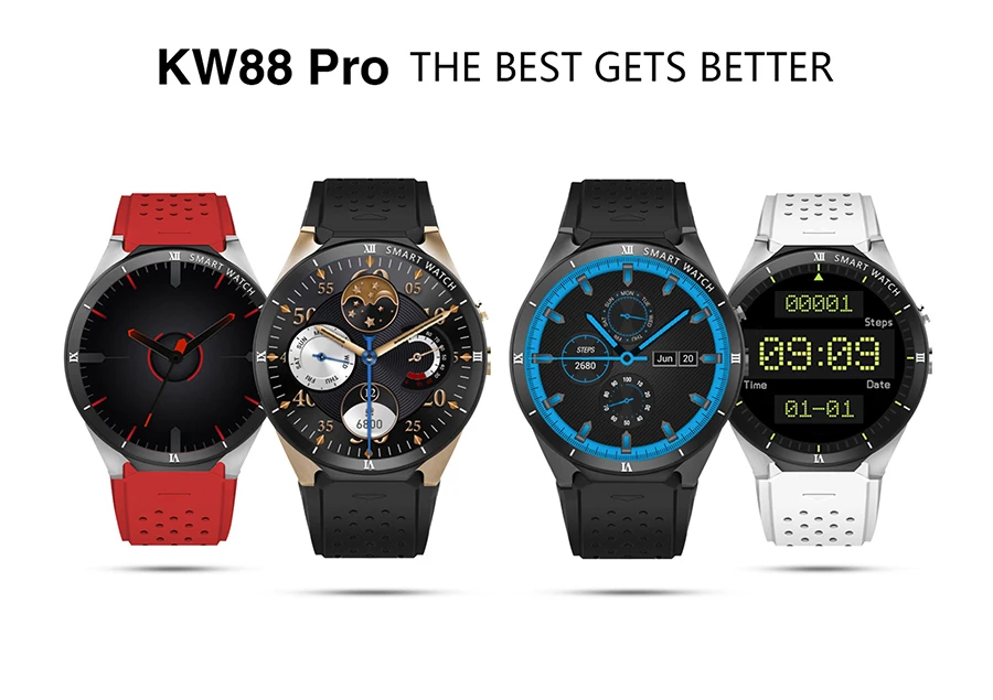 Kospet KW88 PRO 1,3" Bluetooth 4,0 Android 7,0 4 ядра Сенсорный экран 1 Гб оперативной памяти, 16 Гб встроенной памяти, MTK6580 gps Носимых устройств 3g Смарт-часы-телефон
