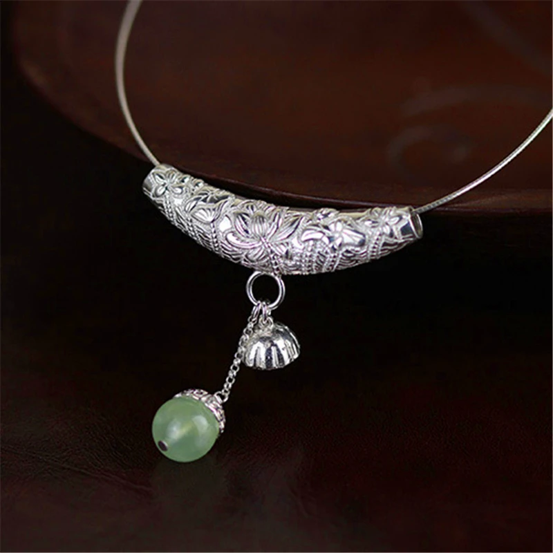 Lotus Fun реальные стерлингового серебра 925 Натуральный пренит ювелирных украшений