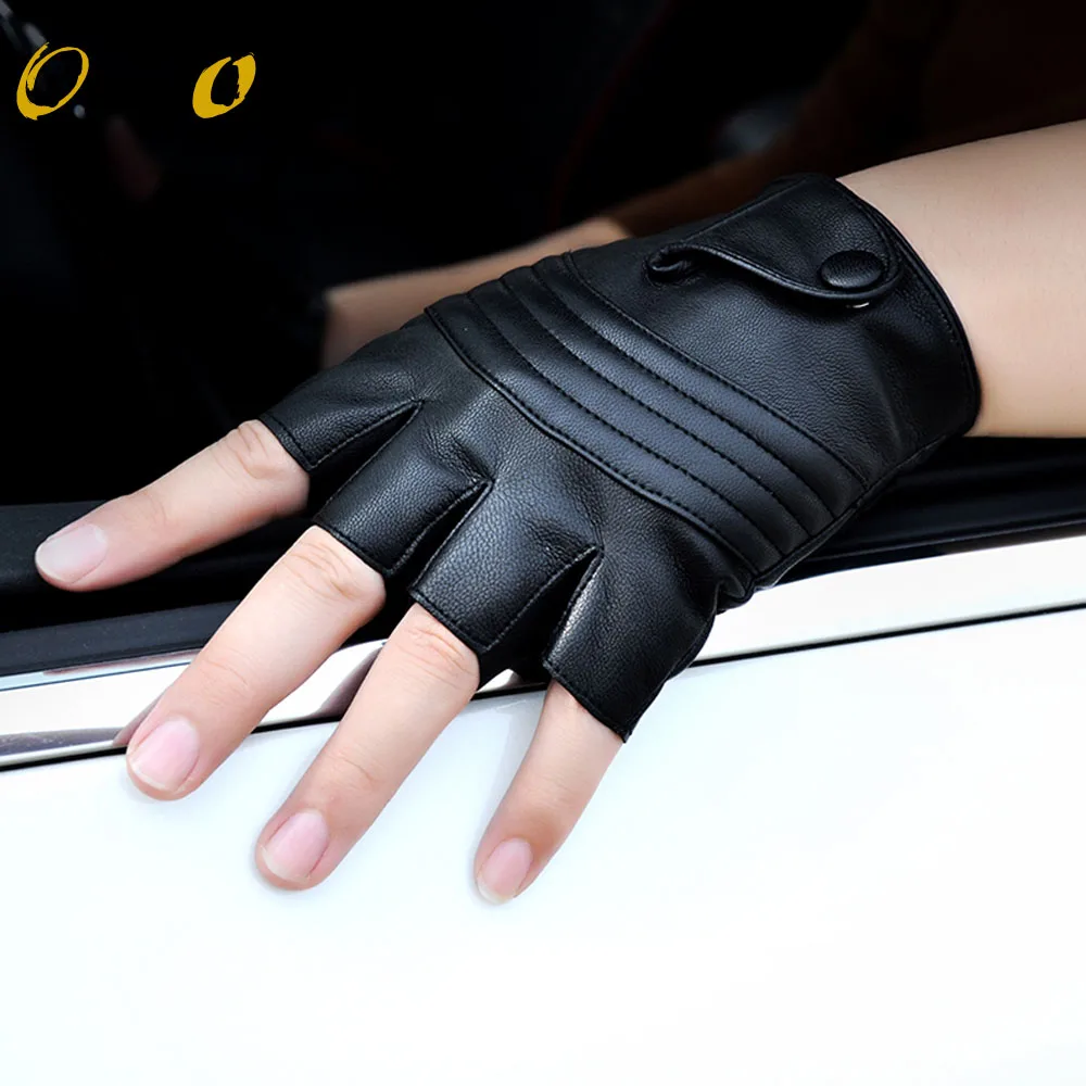 Мужские кожаные перчатки для вождения Перчатки фитнеса тактические с открытыми