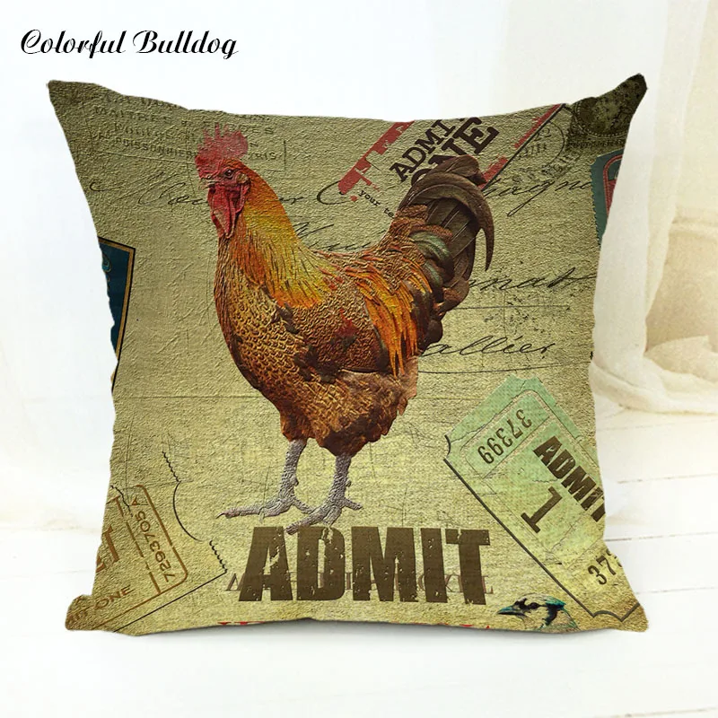 Ретро петух обычный Американский сельской местности накидки на подушки