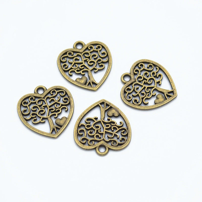 100 шт. подвески в виде сердца с деревом сделай сам изготовление ювелирных изделий