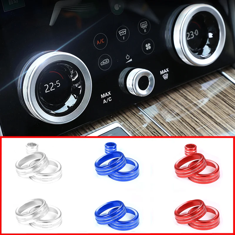 

for Land Rover Range Rover Sport Vogue L405 2018 Aluminum Alloy Car Front+Rear Central Air Conditioning Volume Knobs Ring Trim