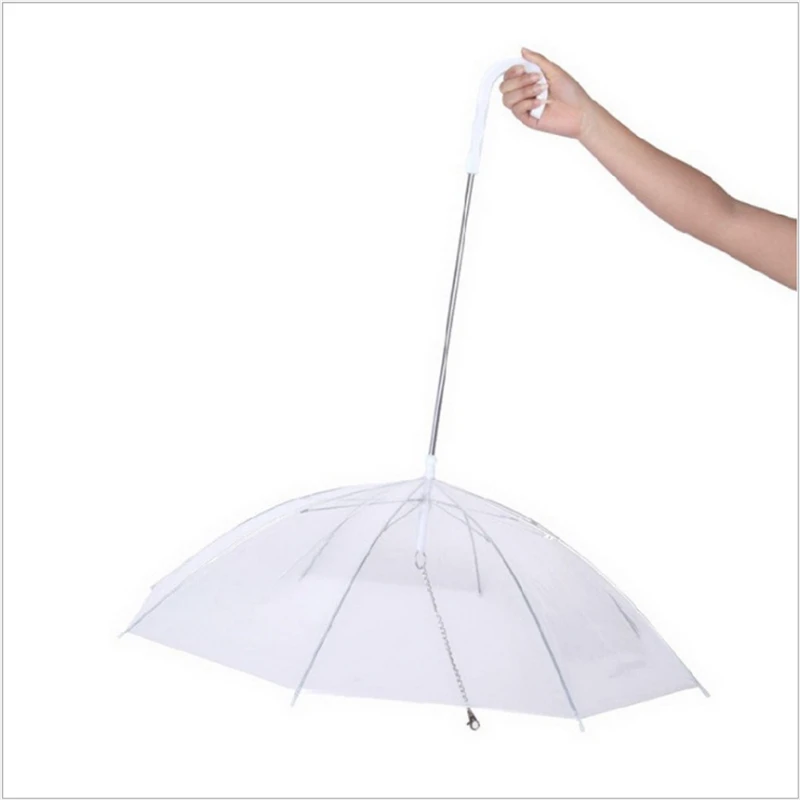 NZBZ. New Style Hot Selling Portable Plastics Transparent Pet Umbrella Built-in Leash Puppy Cat Raincoat |