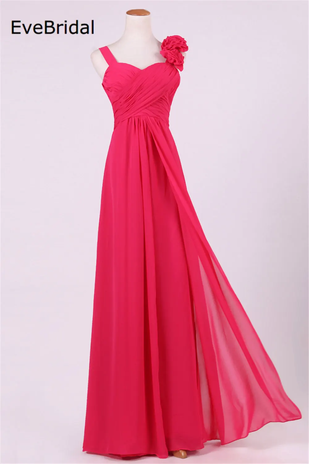

Stock Black A Line Flowers Chiffon Straps Split Sweetheart Bridesmaid Dresses Wedding Party Formal Prom Size 4 6 8 10 12 14 16