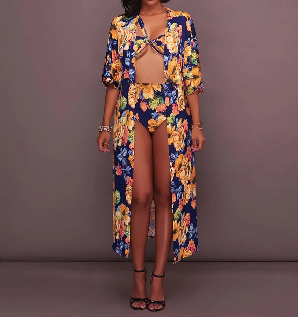 

2019 3 Pieces Women Beach Set Women Clothing Set Short Matching Sets F0327 CACARE with Cover Up Floral Print