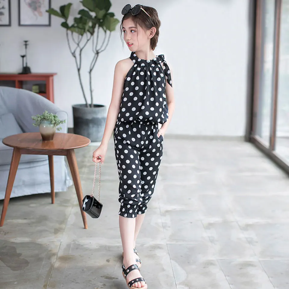 

New 3T -12Yrs Newborn Kid Baby Girl Clothes Round Neck Sleeveless +Short Pants 2Pcs High Quality Chiffon Toddler Girls Outfit