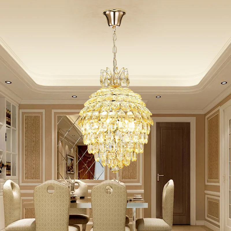 Золотая круглая хрустальная лампа подвесной светильник для гостиной