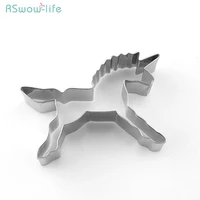 5pcs unicorn stainless steel pony cartoon cookie mould diy baking production for baking cake tool