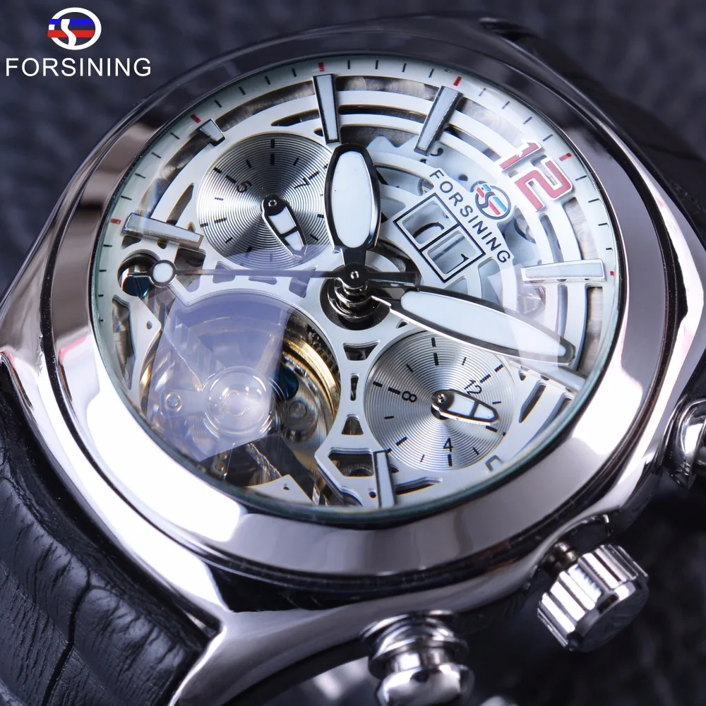 Forsining мужские часы с календарем Legend Tourbillion дизайнерские из натуральной кожи топ