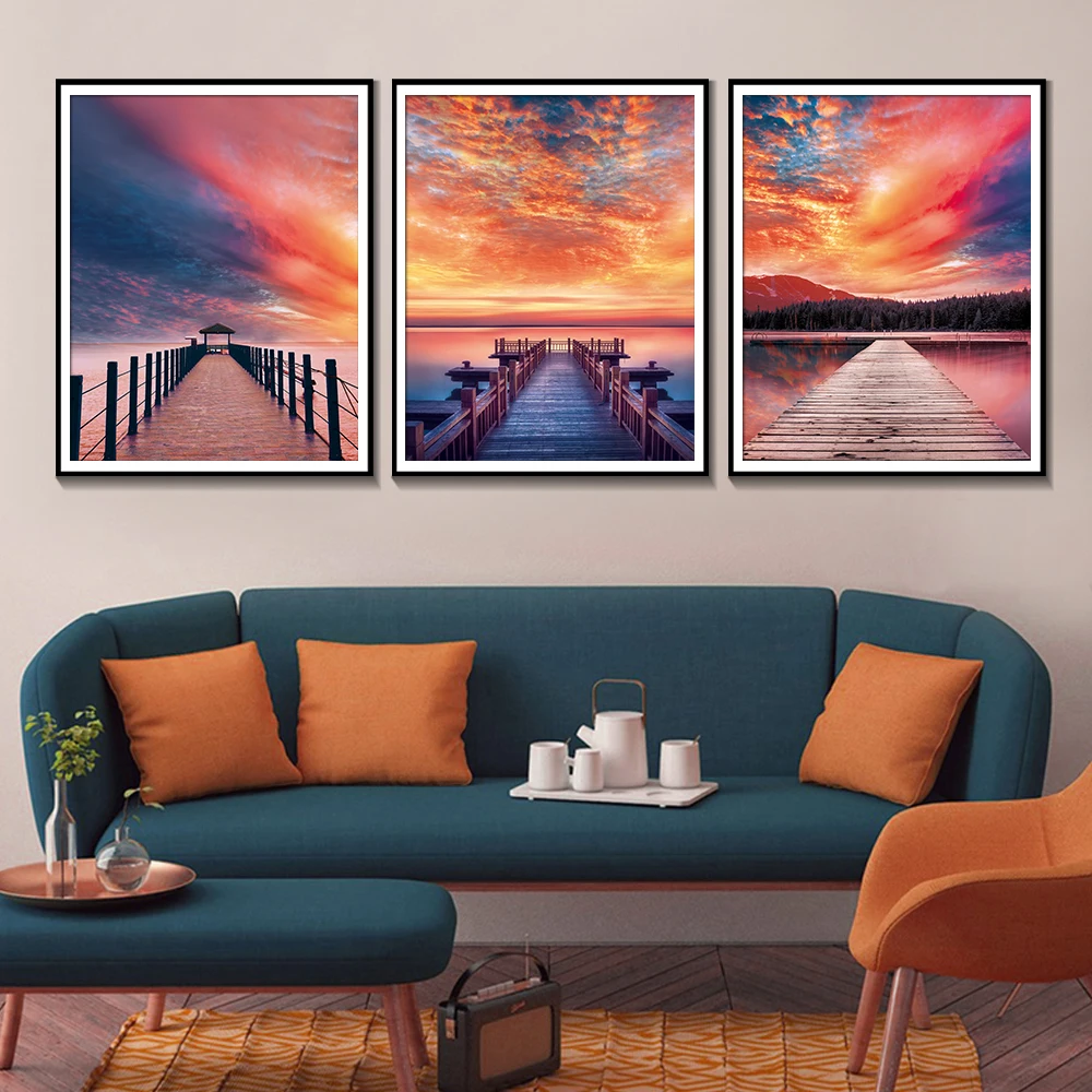 Природа настенные художественные плакаты и принты закат украшение для дома в