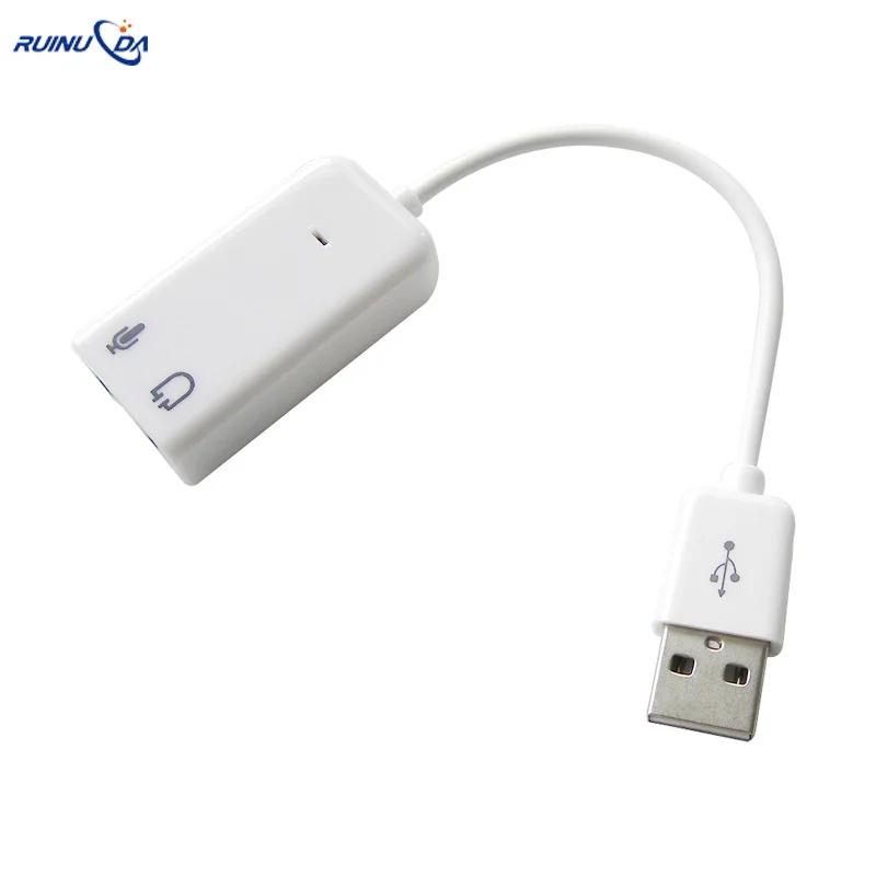 Белый кабель USB 2 0 Виртуальный 7 1 аудио интерфейс звуковая карта внешних звуковых