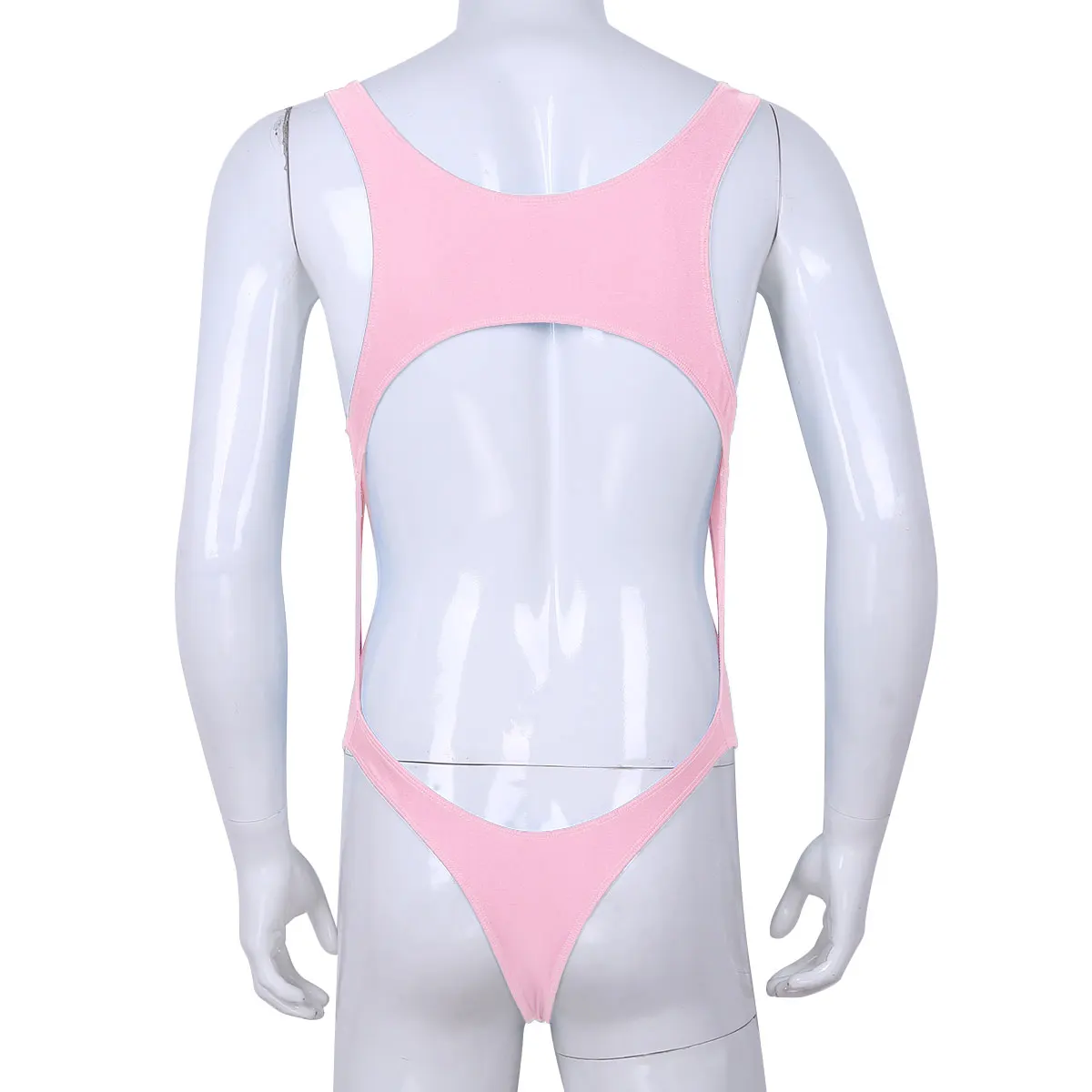 TiaoBug Мужское нижнее белье цельный без рукавов Вырез стрейч гладкое трико боди