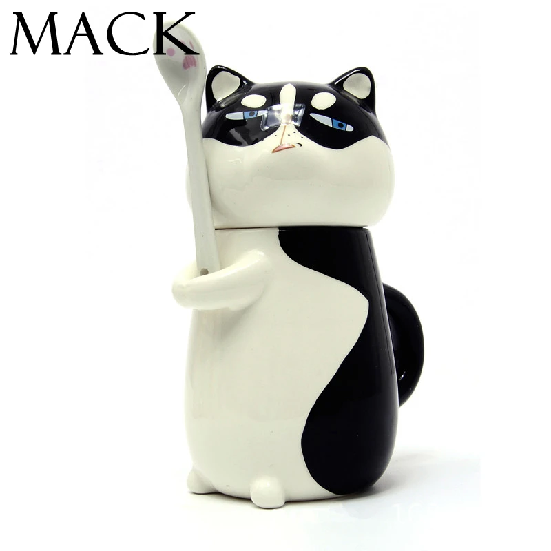 Креативная мультяшная керамическая индивидуализированная кружка Хаски с ложкой