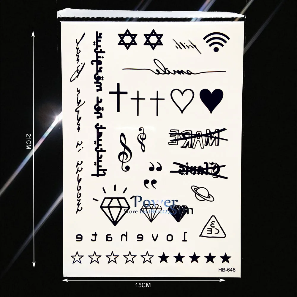 Водонепроницаемые поддельные флэш татуировки хна сердце крест Wifi драгоценный