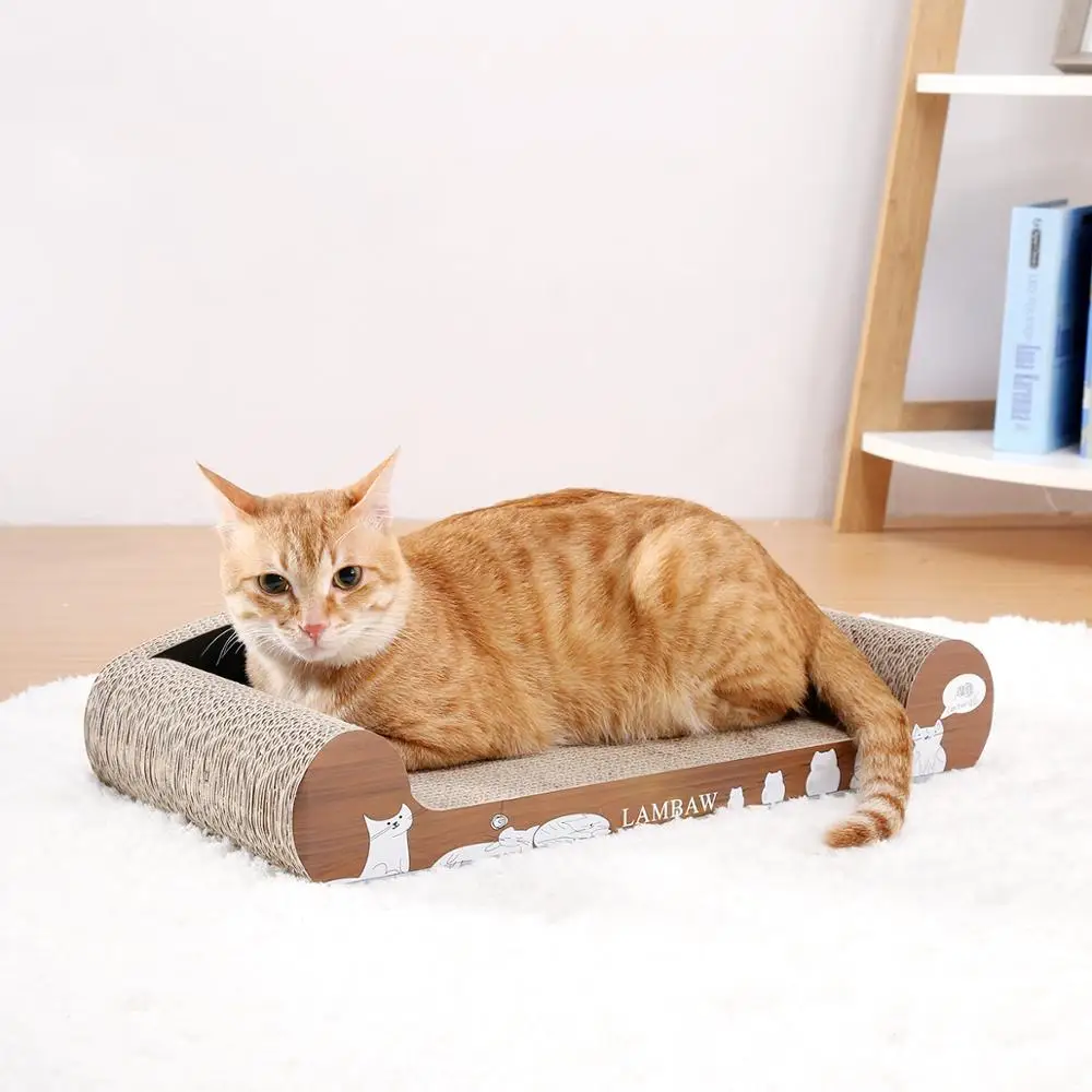 Petshy Cat Scratch Board Pad with Catnip Pet Corrugated Paper Post Claws Care Toy Multifunction Comfortable Kitten Bed Mat | Дом и сад
