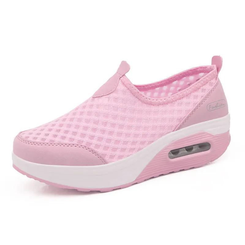 

SLSHLYJ Spring Summer Mesh Breathable Fashion Casual Shoes Women Thick Flats Platform Shoes For Women