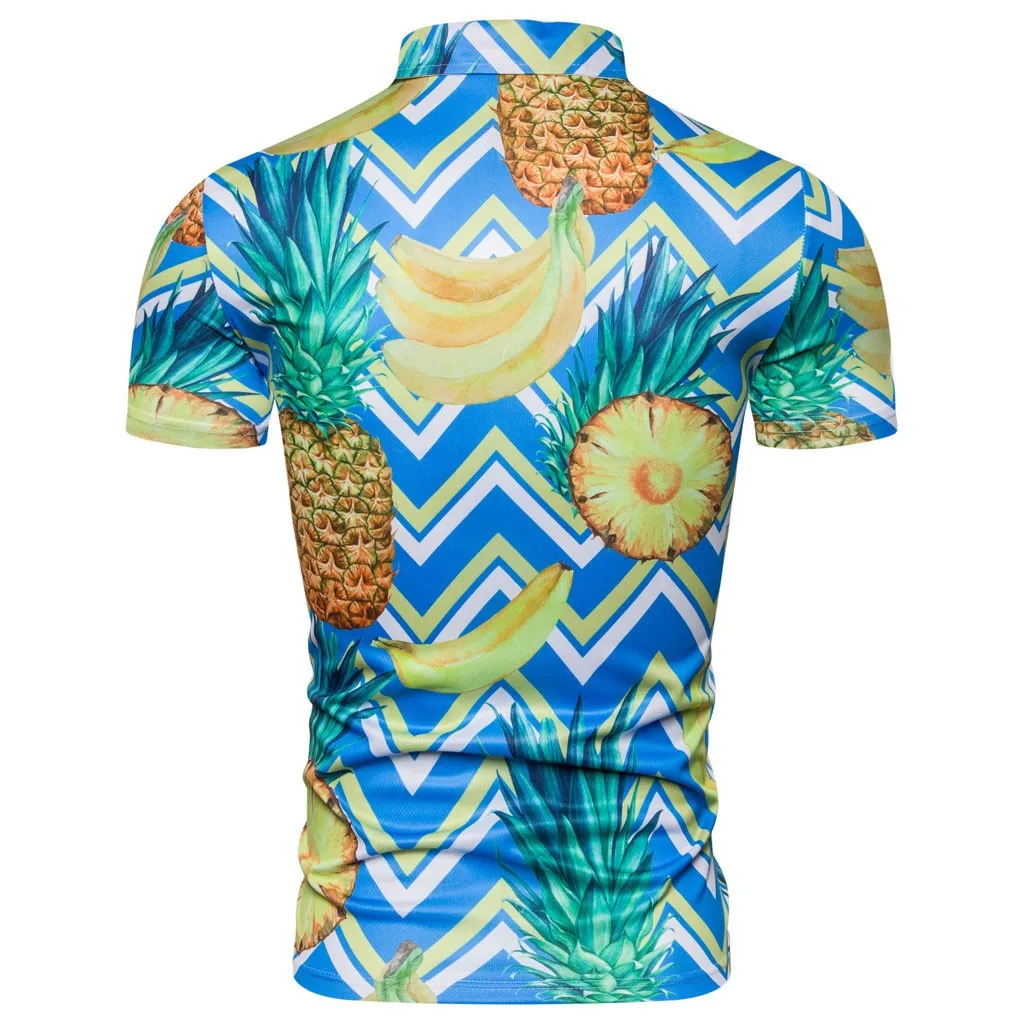 2019 Летняя мужская гавайская рубашка летняя тонкая свободная Гавайская футболка