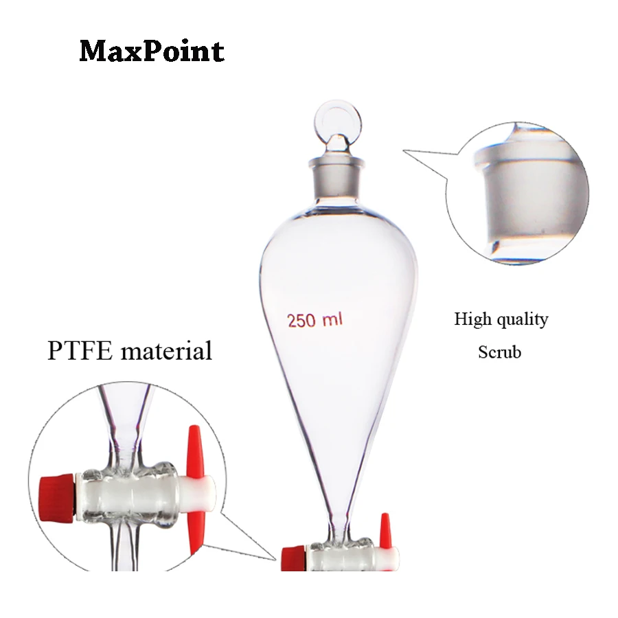 

Maxpoint 1PCS Thick Glasses Polytetrafluoro Pear Shaped Funnel 250ml