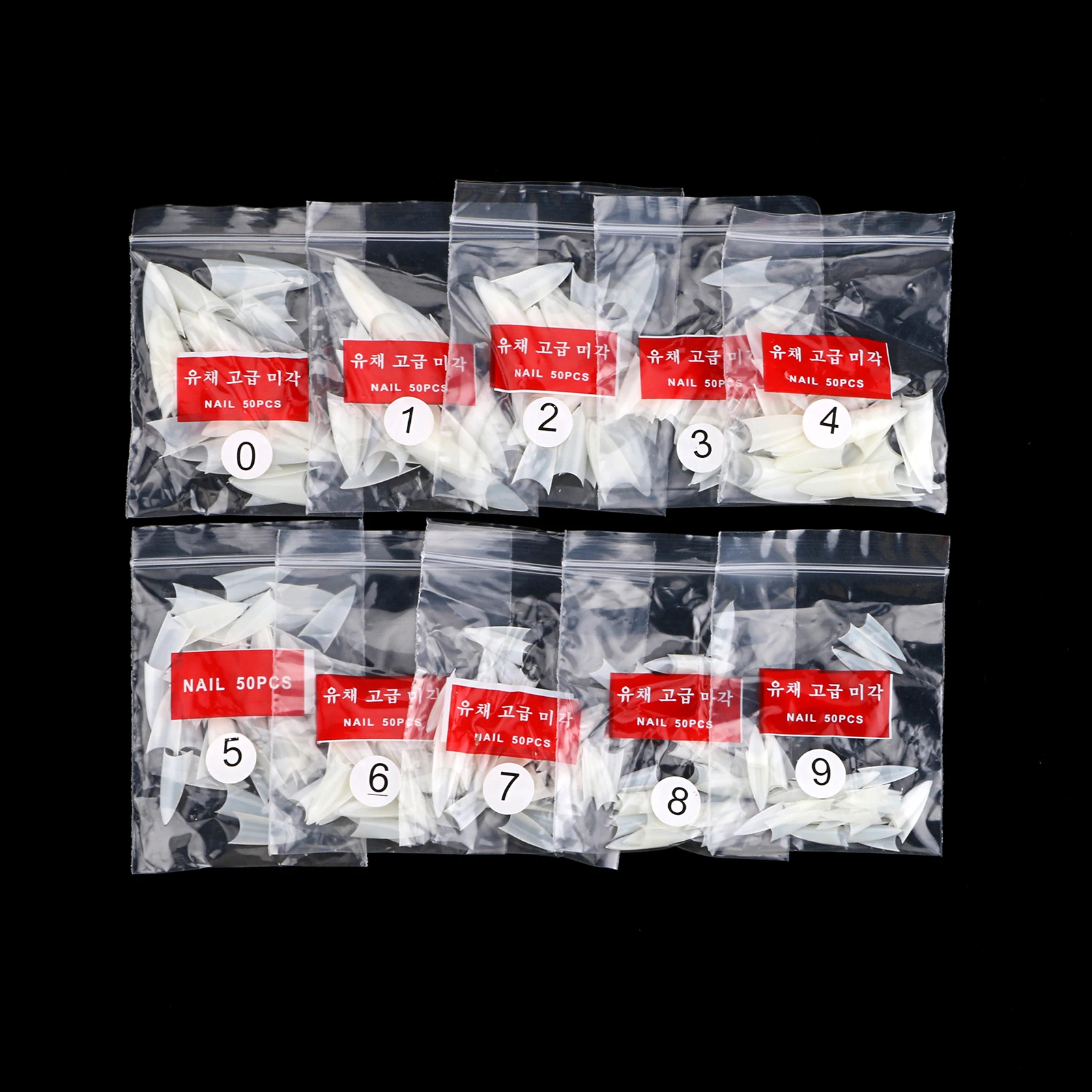 

USA shipping Anmas Rucci 500pcs White/Clear/ Natural Color Stilettos Sharp Acrylic False Nail Art Tips