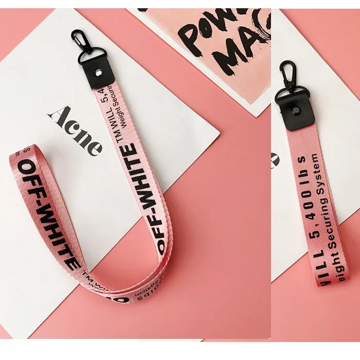 Pink set Off White брелок с лентой женский чехол для телефона цепочка для ключей бумажник porte clef для сумки брелок llaveros mujer sleutelhanger chaviro - Цвет: Pink set