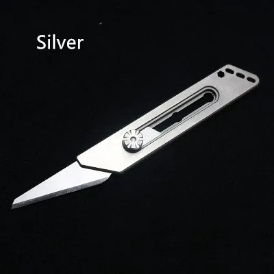 silver Титановый сплав режущая сетка Сверхмощный Нож EDC инструмент портативный резак бумаги открытая коробка нож - Цвет: silver