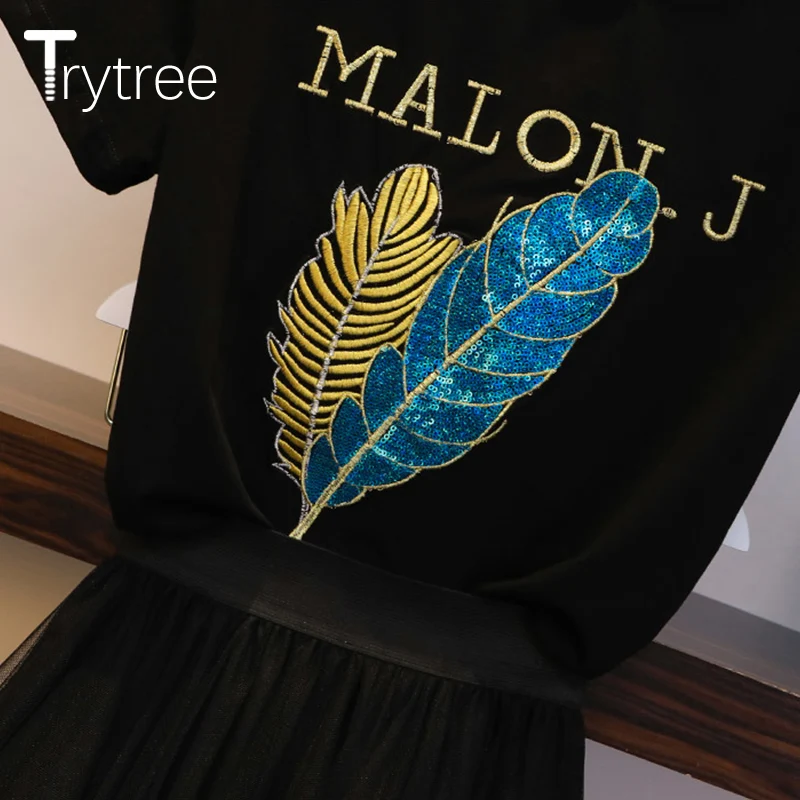 Trytree летний женский комплект из двух предметов Повседневный с o-образным вырезом