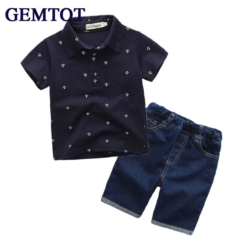 GEMTOT/Новая модная детская одежда комплект летней одежды для мальчиков футболка с
