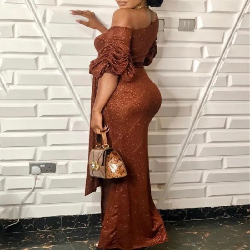 Платье женское блестящее с длинным рукавом и блестками|Женские платья| |