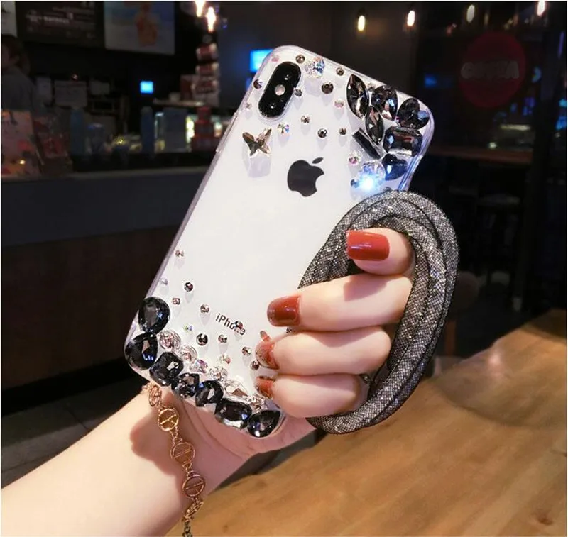 Чехол для мобильного телефона с блестящими кристаллами и стразами iPhone 11 Pro X XR 6 7 8