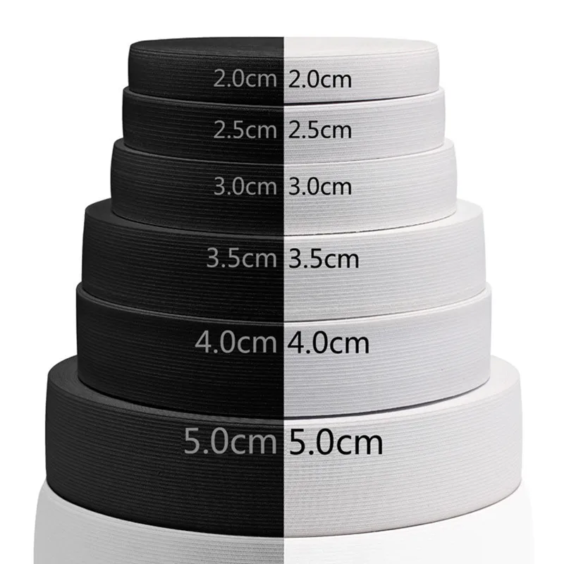 

XUNZHE New 5 meters white and black 20cm-50cm 6 sizes highest nylon band elastic sewing garment accessories DIY accessories
